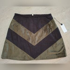 Astr Brown and Black Chevron Mini Skirt
